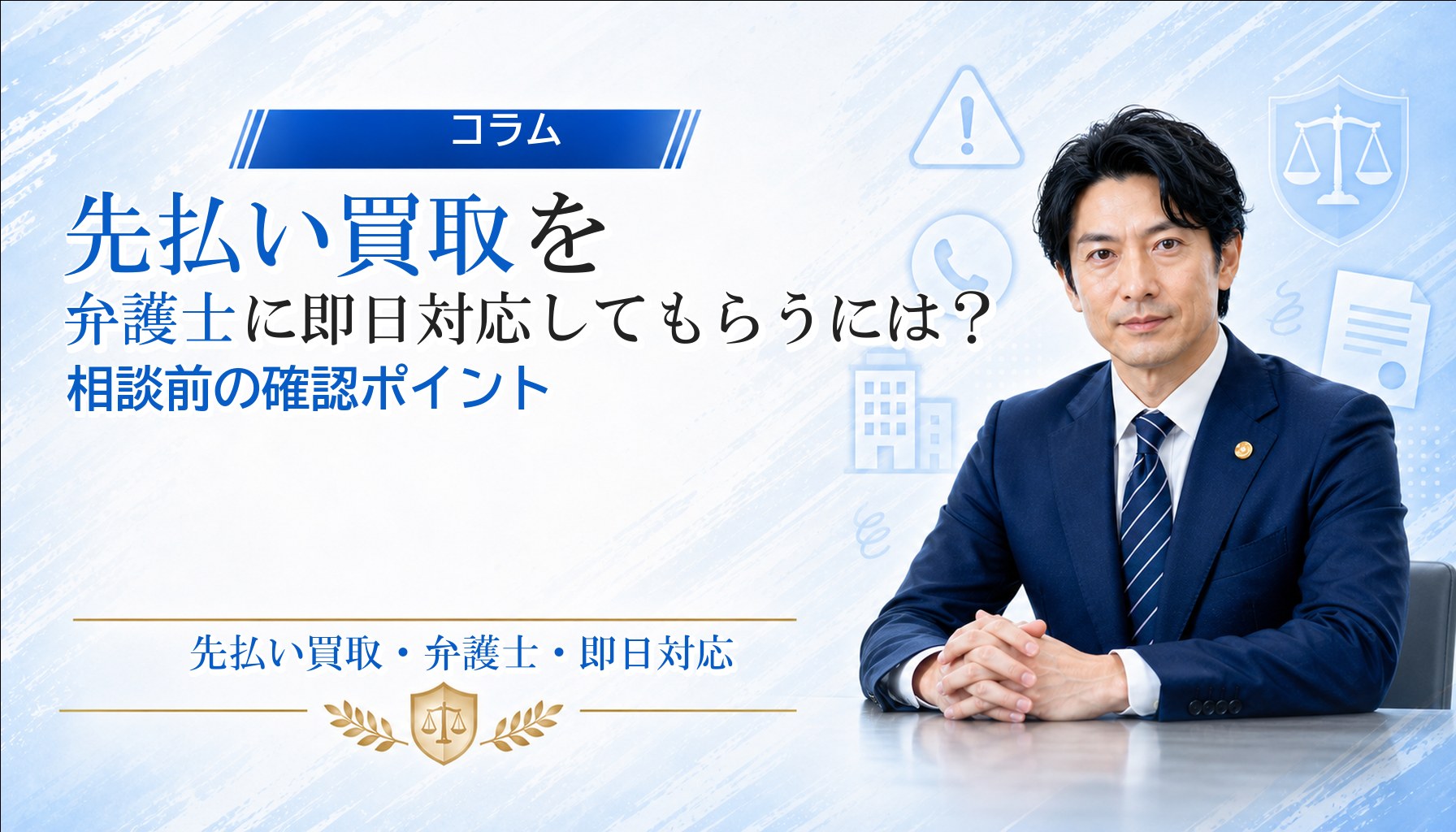 先払い買取を弁護士に即日対応してもらうには？相談前の確認ポイント