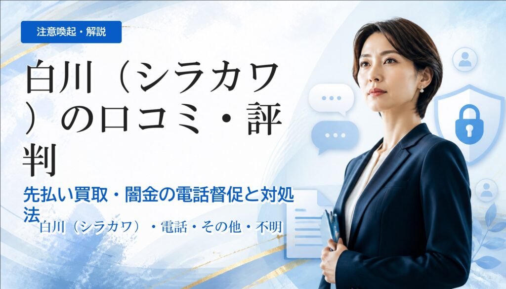 白川（シラカワ）の口コミ・評判｜先払い買取・闇金の電話督促と対処法