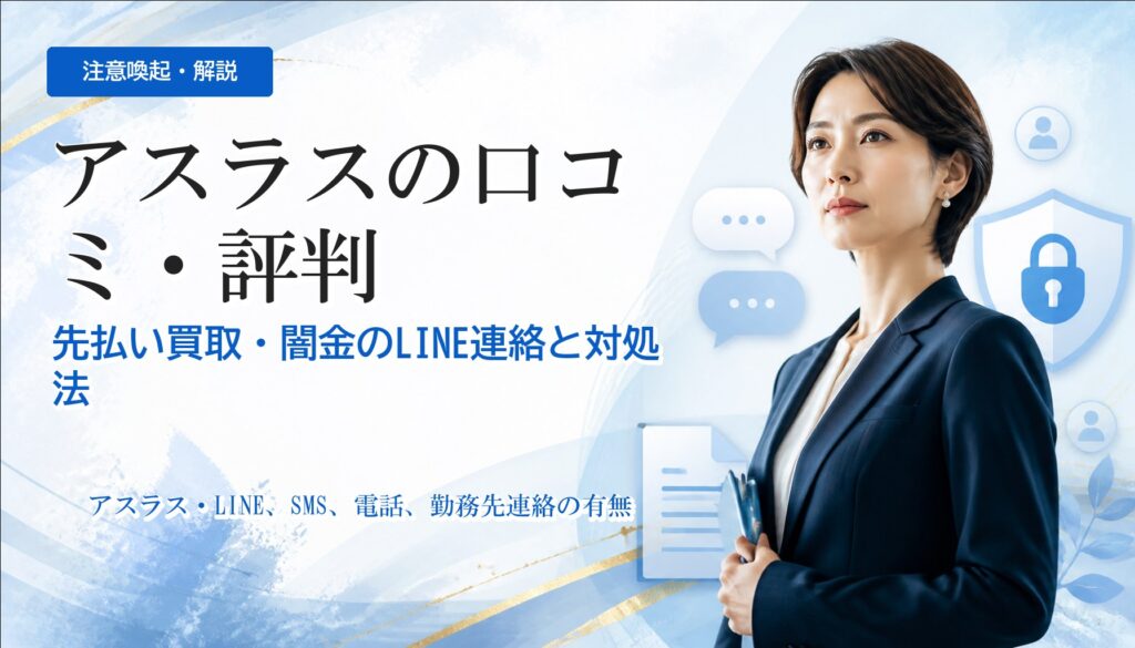 アスラスの口コミ・評判｜先払い買取・闇金のLINE連絡と対処法