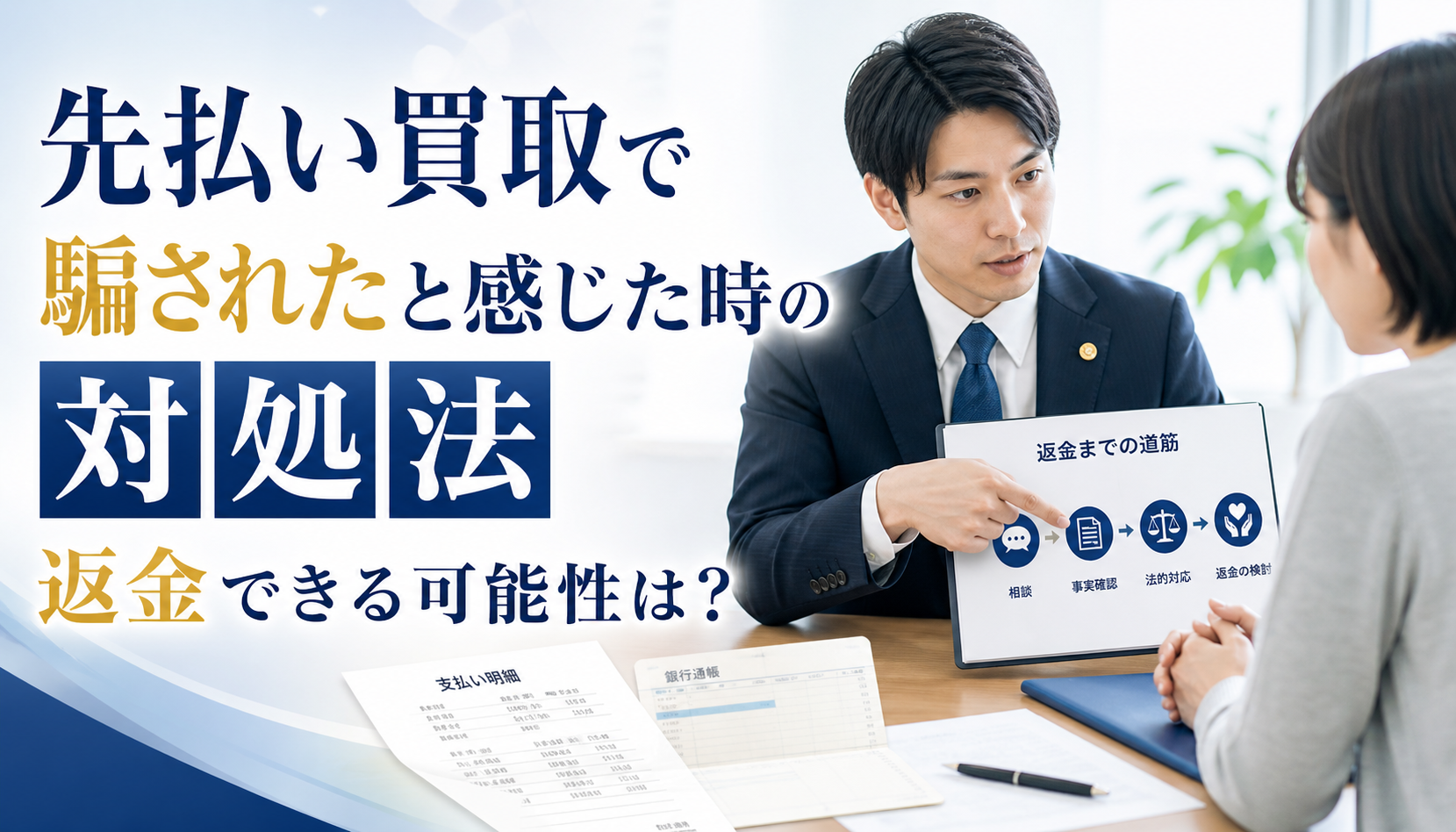 先払い買取で騙されたと感じた時の対処法｜返金できる可能性は？