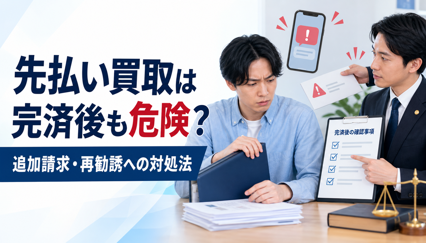 先払い買取は完済後も危険？追加請求・再勧誘への対処法