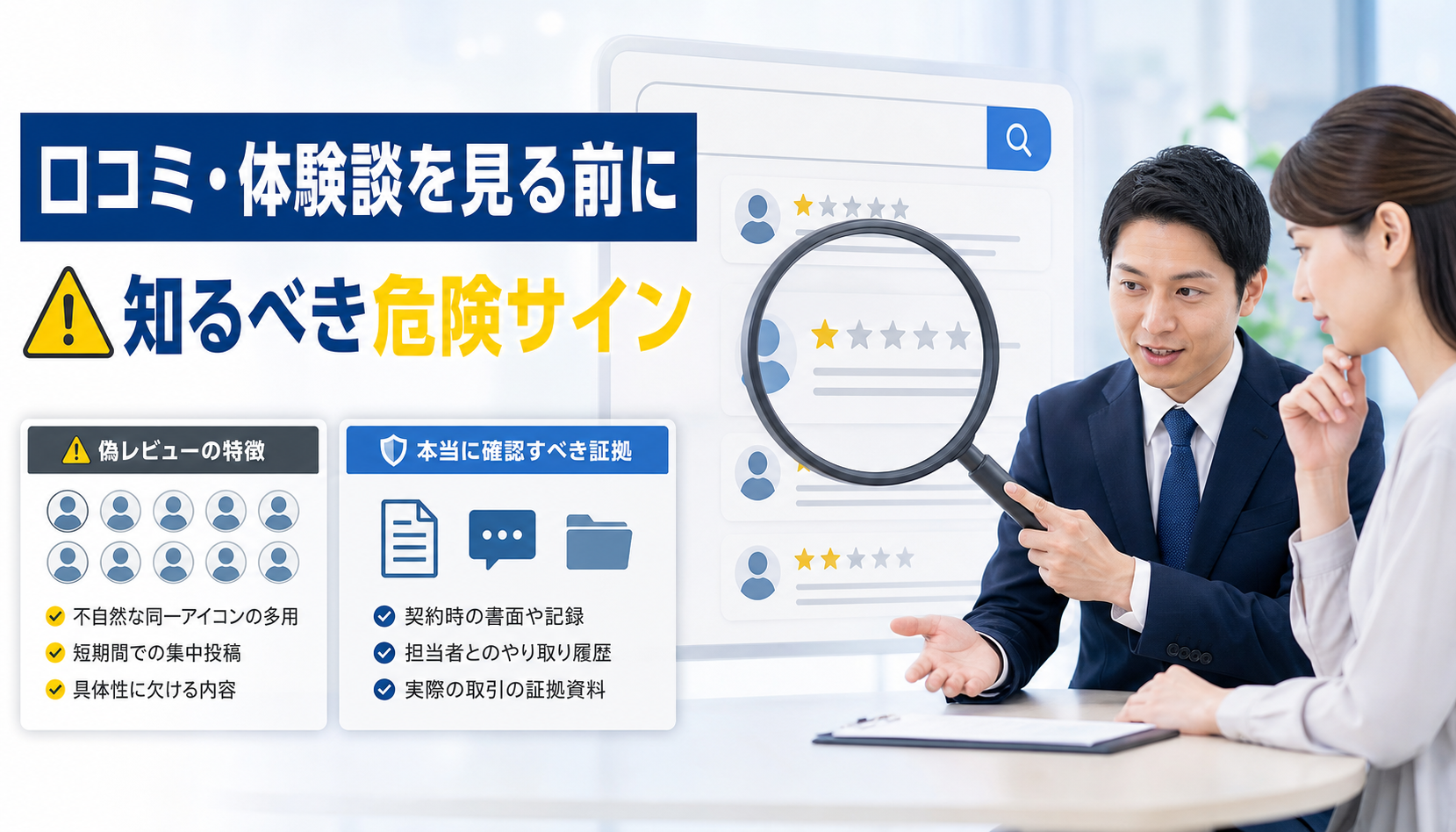 先払い買取の口コミ・体験談を見る前に知るべき危険サイン