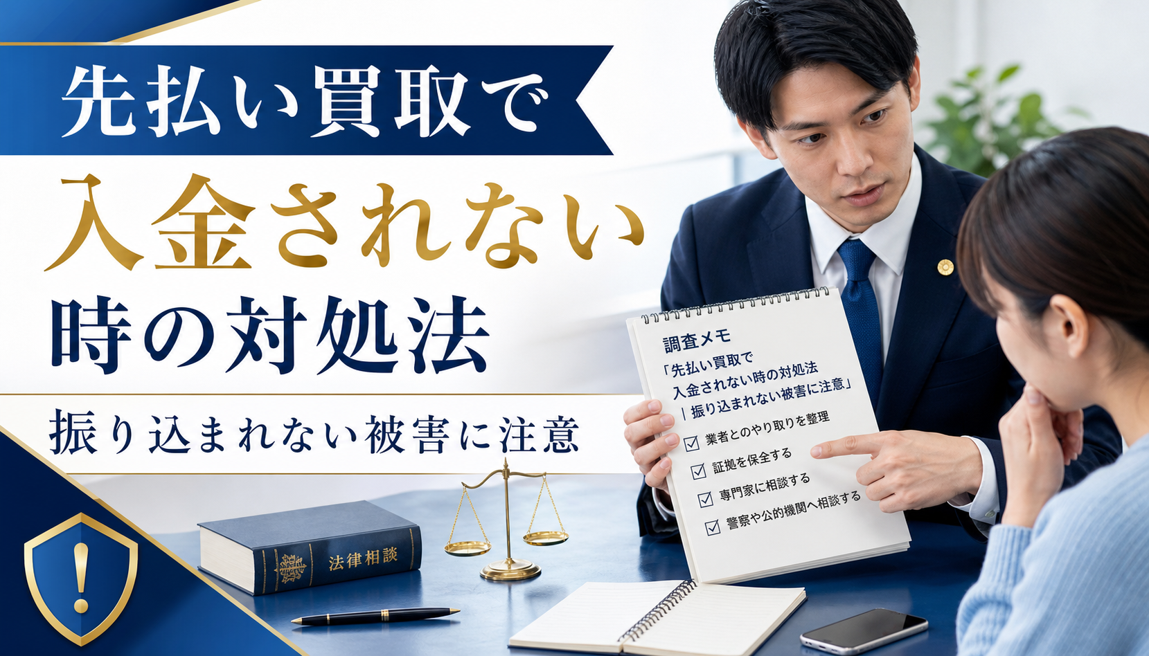 先払い買取で入金されない時の対処法｜振り込まれない被害に注意
