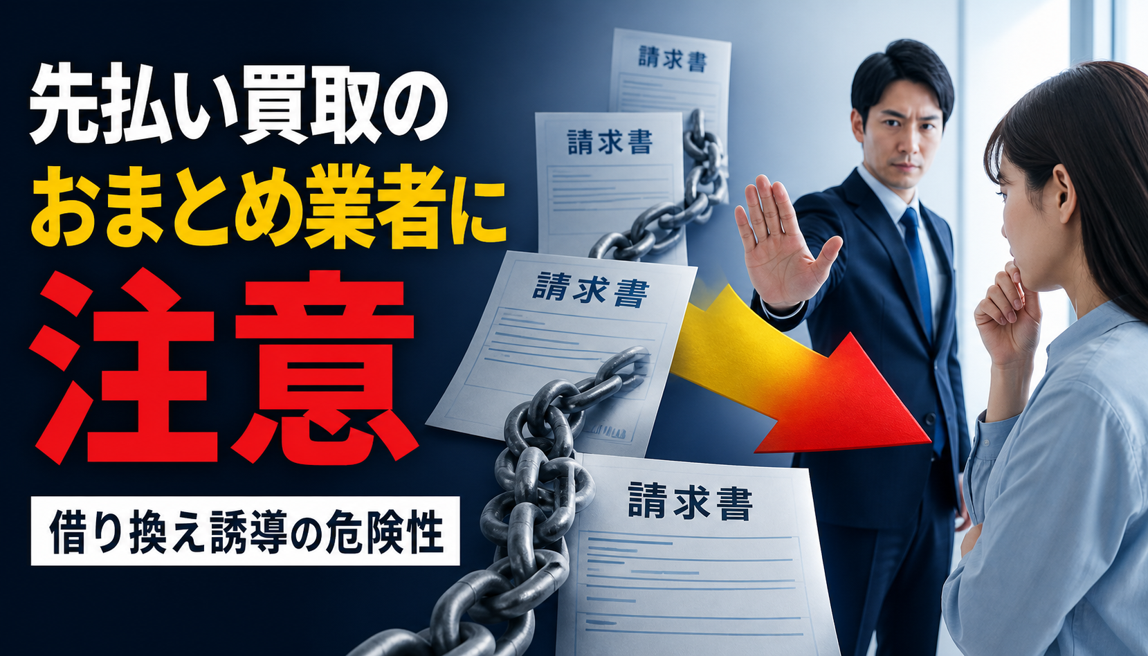 先払い買取のおまとめ業者に注意｜借り換え誘導の危険性