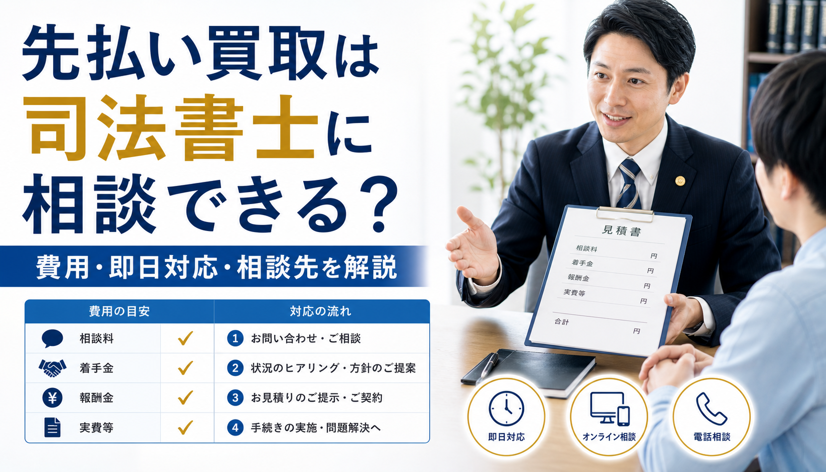 先払い買取は司法書士に相談できる？費用・即日対応・おすすめ相談先を解説