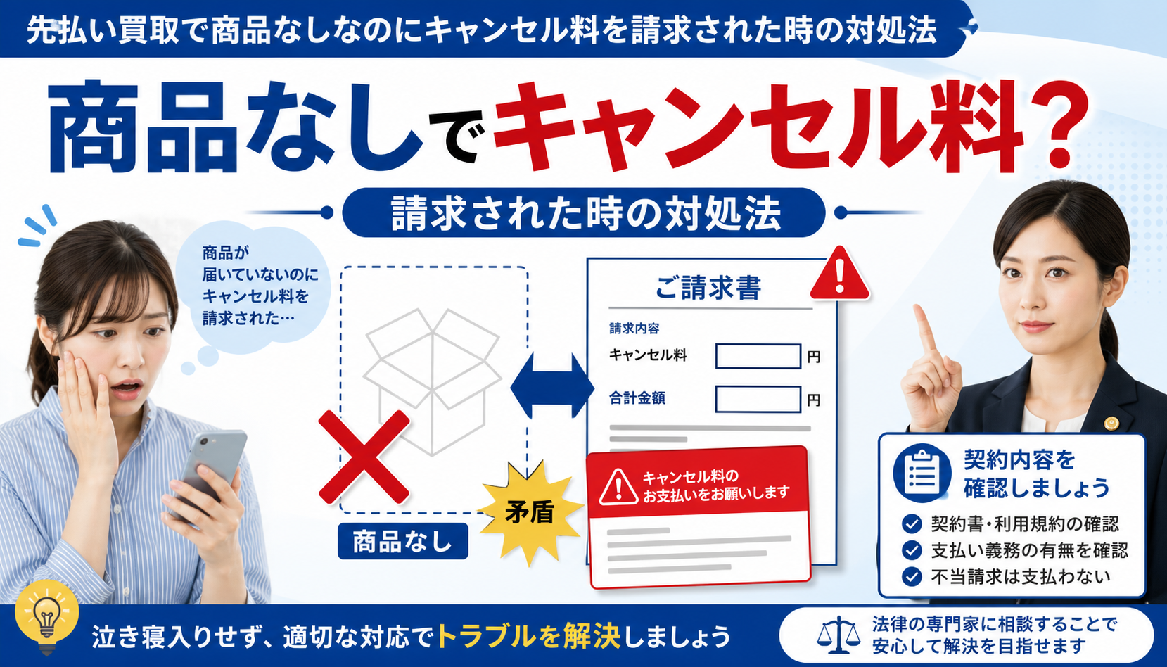 先払い買取で商品なしなのにキャンセル料を請求された時の対処法