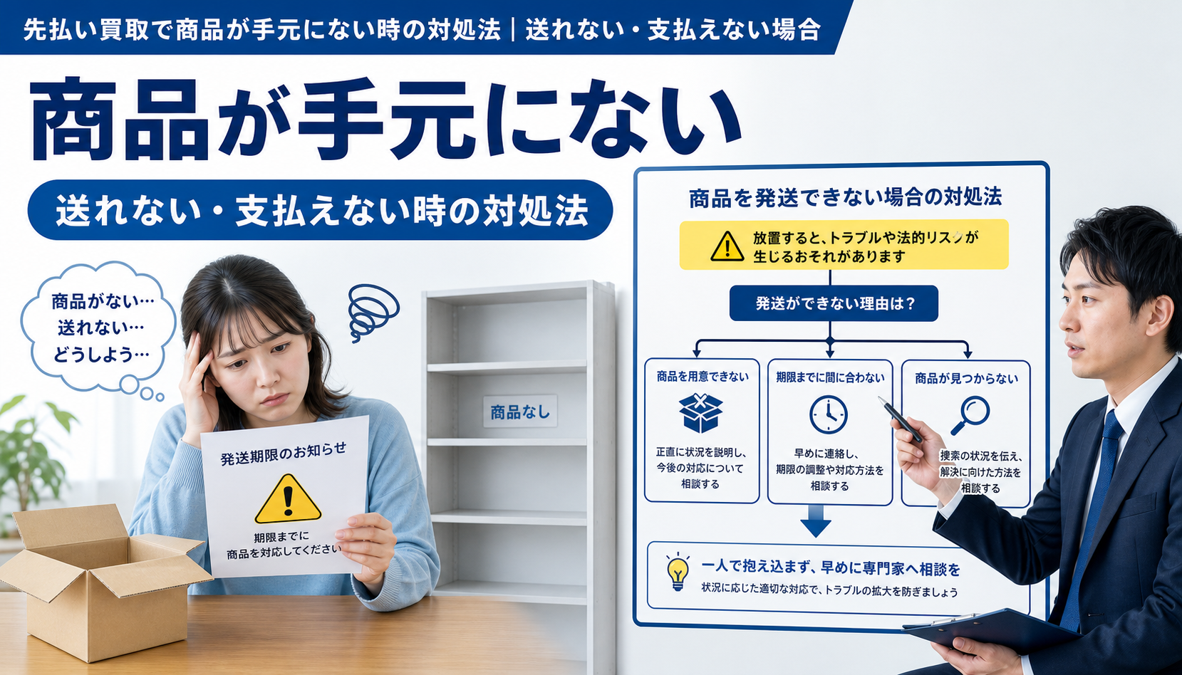 先払い買取で商品が手元にない時の対処法｜送れない・支払えない場合